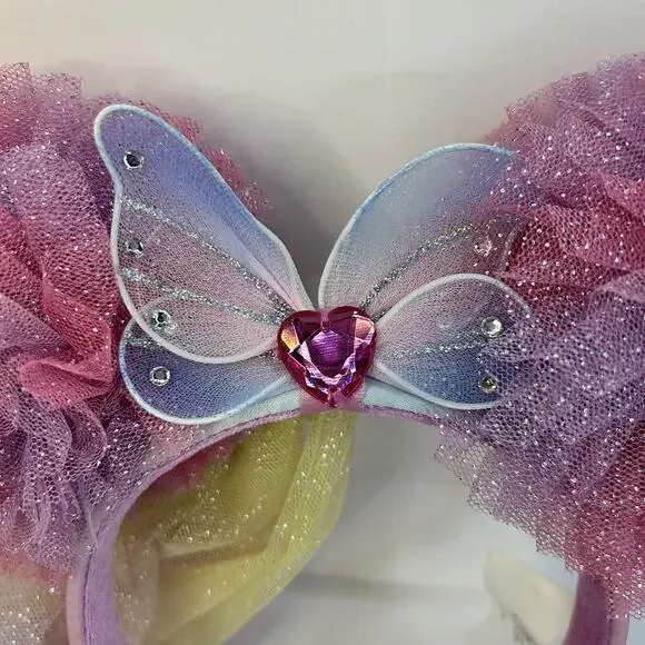 Disney Parks Minnie Mouse Ears With Fairy Butterfly Wings & Vail Headband - Picture 3 of 8